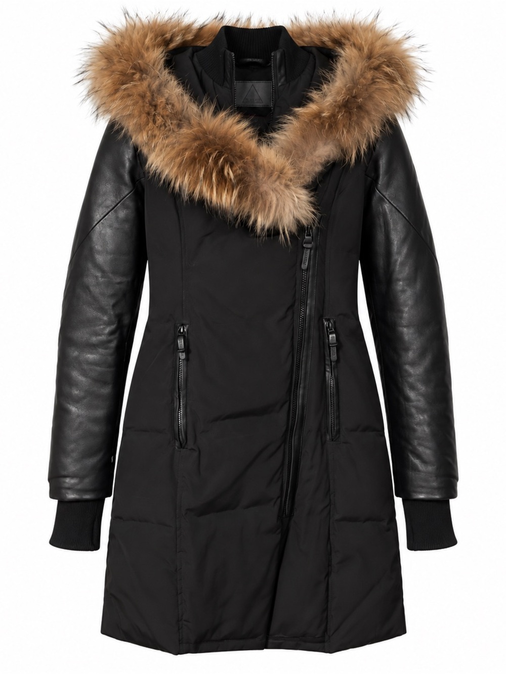 RUDSAK Atelier Noir Leather Sleeve Down Parka - Black, Size S